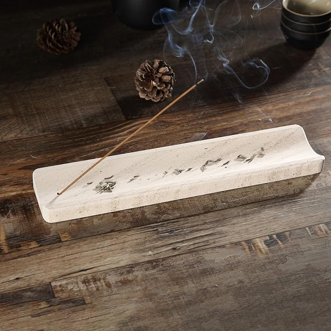Koville Marble Incense Holder, Incense Holder for Sticks, Incense Sticks Holder Ash Catcher for Meditation Yoga SPA, Natural Stone Incense Burner, Home Table Decor