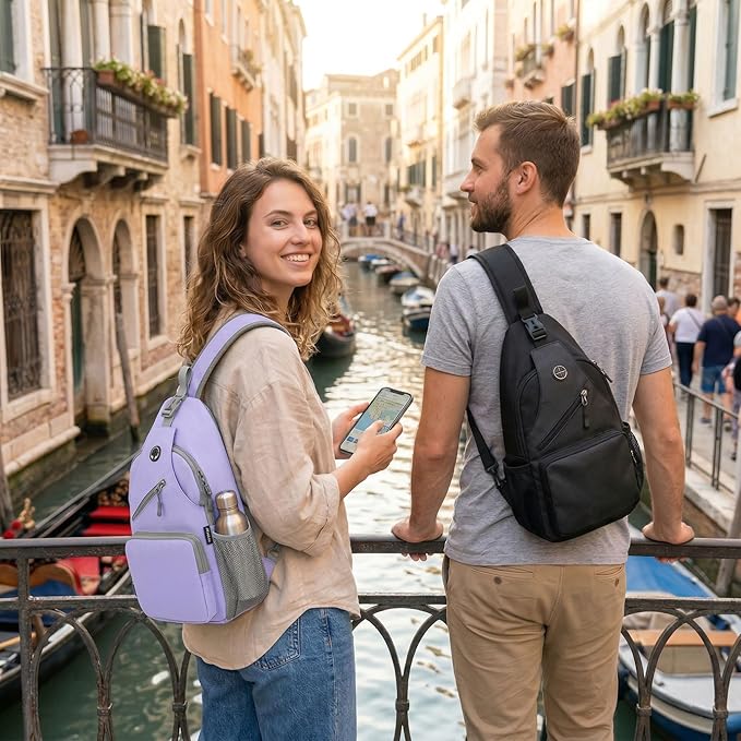 Sling Bag for Men Crossbody Backpack, Small Sling Backpack Men's Shoulder Bag, Casual Daypack Hiking Bag for Travel