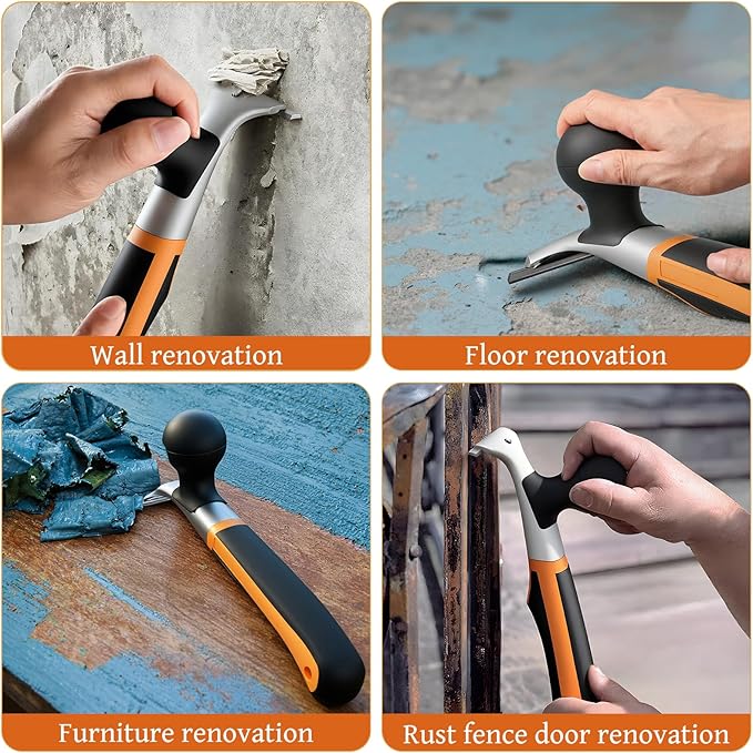 Professional 2-1/2" Tungsten Carbide Scraper - Extra Long Double-Sided Blade for Removing Paint, Epoxy, Rust, Adhesive & Carpet Glue - Heavy Duty Ergonomic Scraper Tool (With an additional blade)