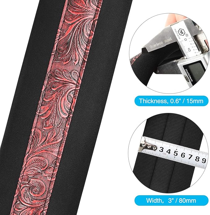 LEKATO Bass Guitar Strap - 3" Wide, Padded, Adjustable 45" to 55", With Pick Holder & 2 Safety Strap Locks