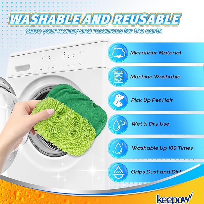 10 Pack Reusable Microfiber Mop Pads Washable Wet Pads Compatible with Swiffer Sweeper Refills Pads for Wet & Dry Sweeping Cloths Mop Head Replacement for Household Cleaning