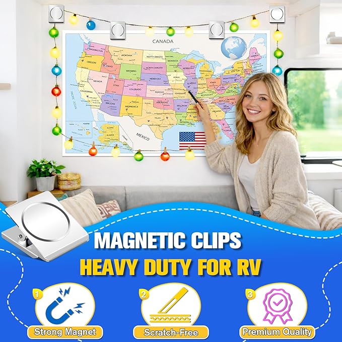 Grtard Strong Magnetic Clips, 2.2 Inch Extra Large Magnetic Clips Heavy Duty, 8Pack Magnet Clip for Fridge, Clip Magnets for Refrigerator, Whiteboard, Classroom, Kitchen, Office Organizer