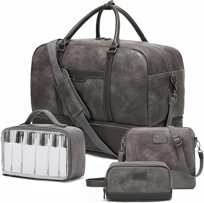 Wogarl Weekender Bag for Women Men Large Overnight Bag Travel Duffel Bag with Shoe Compartment Toiletry Satchel Bag Carry On Bag Fit 21" Laptop