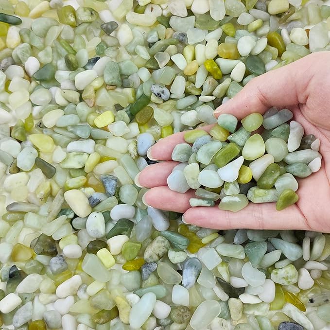FANTIAN 2 lbs Jade Rocks for Plants Indoor, 3/8 inch Small Pebbles for Indoor Plants, Decorative Rocks for Succulents Cactus Bamboo Vases Landscaping Drainage and Outdoor Garden Rocks