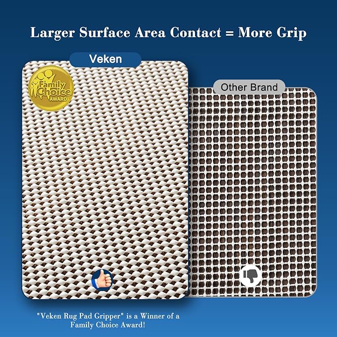 Veken 7x10 Ft Rug Pad Gripper for Hardwood Floors, Non Slip Rug Pads for Area Rugs, Thick Rug Grippers for Tile Floors, Under Carpet Anti Skid Mat, Keep Your Rugs Safe and in Place