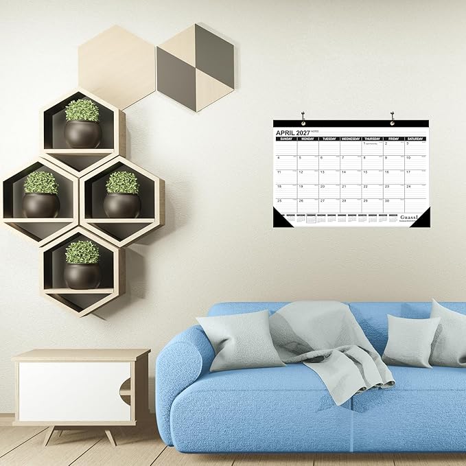 GuassLee Desk Calendar 2026-2027 - 19 Months Academic Calendar 17" × 11.5" Desktop Calendar from Jun. 2026 to Dec. 2027 with Julian Date for Home School Office Desk Top Organizing