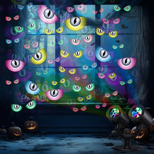 Toodour Halloween Projector Lights Outdoor, Double Head Dynamic Halloween Lights Projector with Timer, Waterproof Spooky Eye Decorations Light for Indoor Outdoor Home Window Wall Decorations