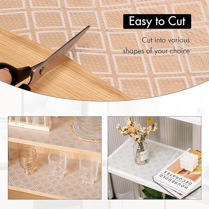 Cooyes Shelf Liners for Kitchen Cabinets – Non-Adhesive Drawer and Cabinet Liner, Waterproof and Oil-Proof Kitchen Cupboard Shelf Paper, EVA Material Fridge Liner for Refrigerator – Modern Pattern