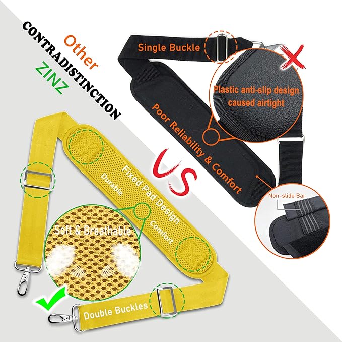 ZINZ Bag Shoulder Strap, Padded Adjustable Shoulder Strap Replacement
