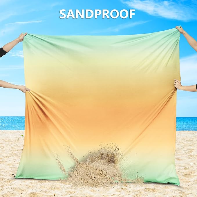 Beach Blanket Waterproof Sandproof Beach Mat 79" X 83"/10'x9' for 2-8 Adults Quick Drying Outdoor Picnic Mat Beach Accessories for Travel, Camping, Hiking