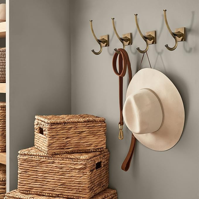 TUNNY 2 Pack Vintage Coat Hooks - Copper Brushed Wall Hooks Towel Hooks Towel Robe Hooks, for Entry Shoe Cabinet, Wardrobe, Bathroom, Bedroom Furniture Hardware
