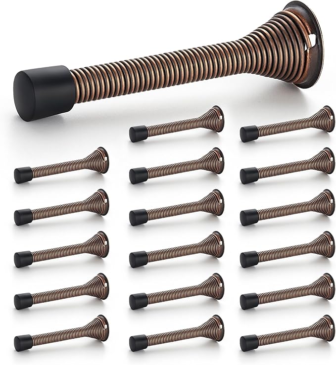 Ravinte Door Stoppers, 18 Pack Spring Door Stops with Rubber Bumper, Oil Rubbed Bronze Door Stoppers for Bottom of Door