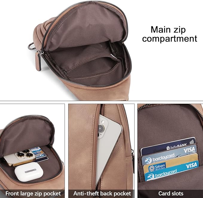 CLUCI Crossbody Bags for Women Men, Leather Sling Bag Cross Body Backpack for Woman Gifts for Women Birthday Unique