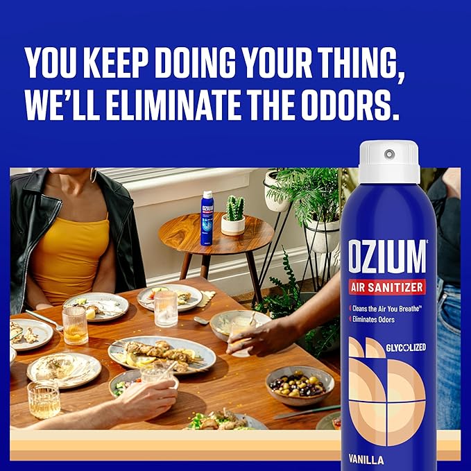 Ozium 8 Oz. Air Sanitizer & Odor Eliminator for Homes, Cars, Offices and More, Vanilla Scent, Pack of 6