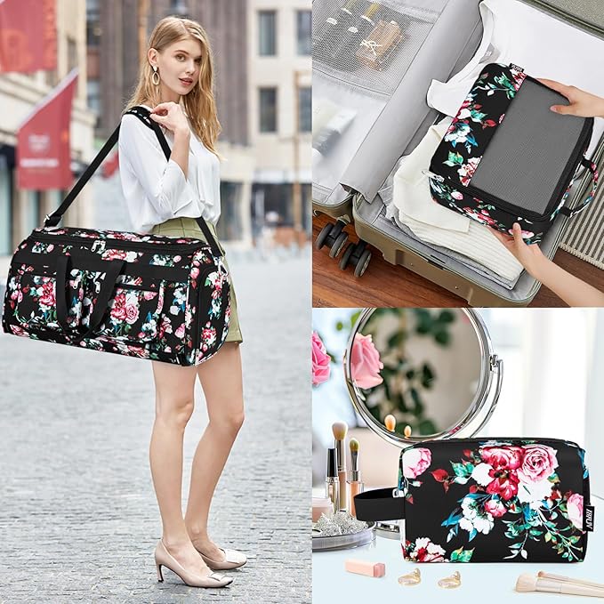 Convertible Garment Duffel Bags for Travel - Carry on Garment Duffle with Toiletry Bag Storage Bag Large Travel Duffel Bag 2 in 1 Hanging Suit Bag Weekender Bag for Men Women 3pcs Set
