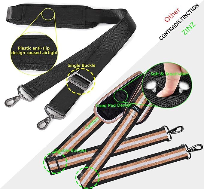 ZINZ Bag Shoulder Strap, Padded Adjustable Shoulder Strap Replacement