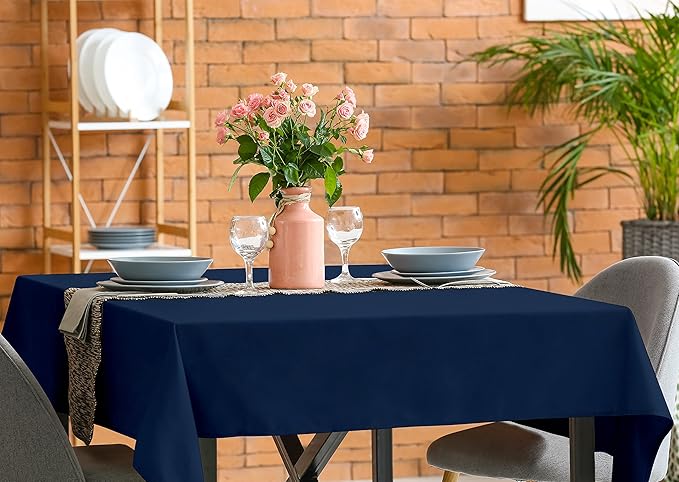 Utopia Kitchen Rectangle Table Cloth 2 Pack (54x54 Inches, Navy Blue), Machine Washable Polyester Table Cover for Dining, Buffet Parties, Picnics, Events, Weddings and Restaurants