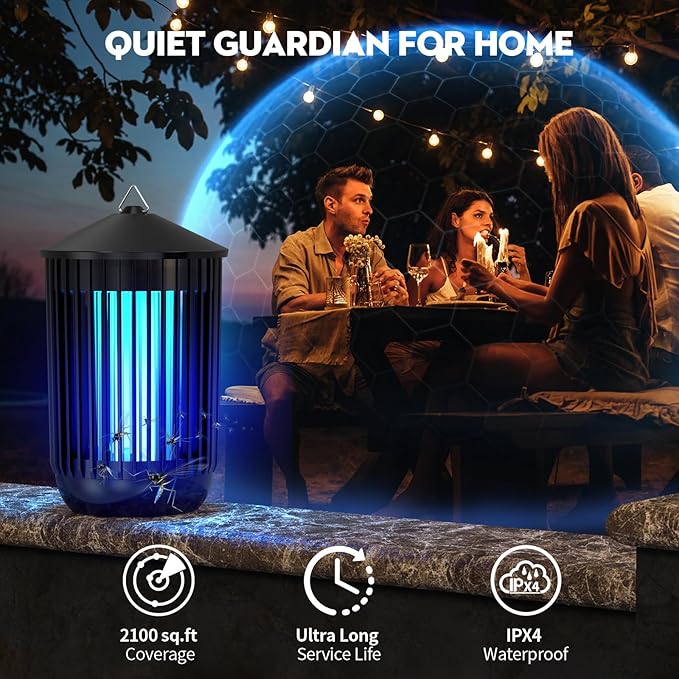 Bug Zapper Outdoor Indoor, Mosquito Zapper, Electric Fly Traps IPX4 Waterproof 20W Lamp Fly Insects Traps for Patio, Garage, Backyard, Porch