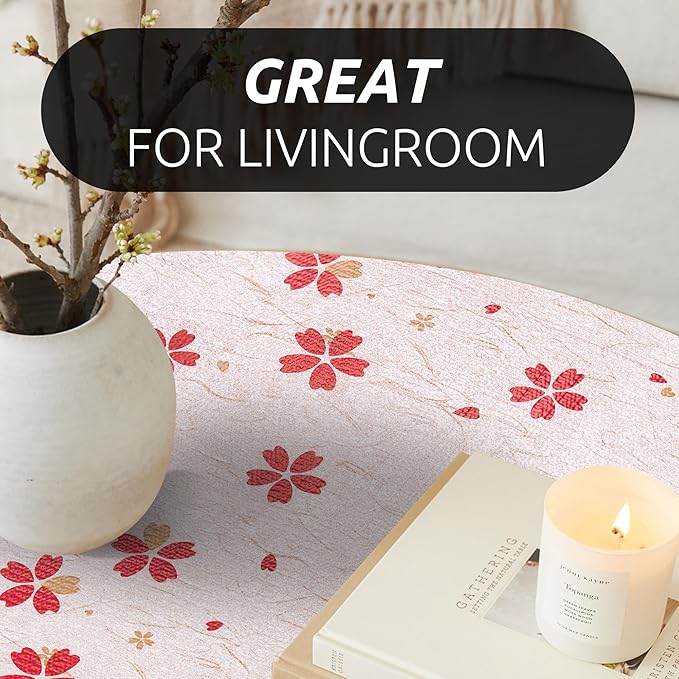 RAY STAR 12X120 Inch Shelf Liner for Kitchen Cabinets, Non-Adhesive Washable Cabinet Liner, Non-Slip PVC Drawer Liner for Dresser Bathroom (Red Floral)(5 Roll)