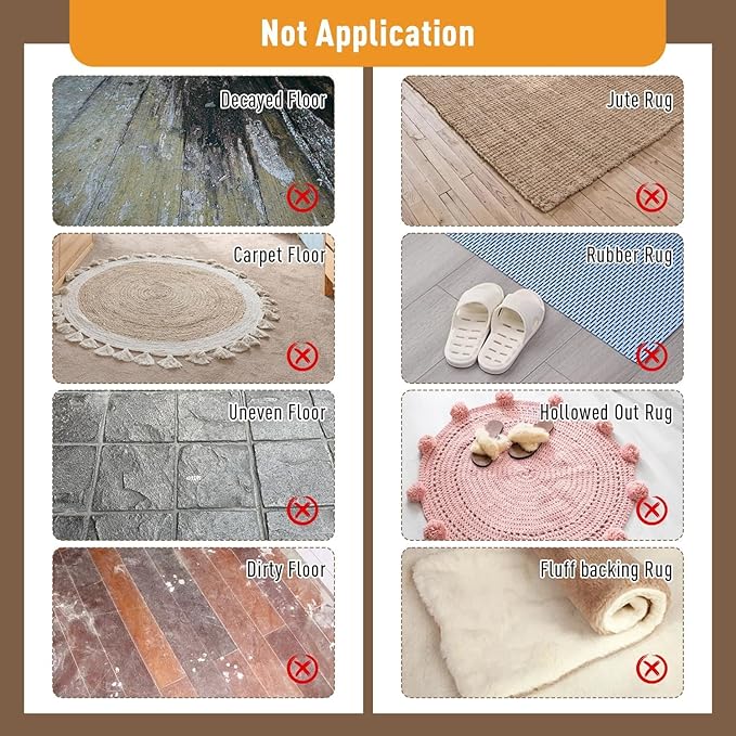 FuKuEn Rug-Gripper, Anti Slip Rug Grippers for Carpet, Upgraded Area Rug Pad Grippers Extra Sticky on Tile, Non-Slip Rug Pads Stopper for Hardwood Floor Washable Rug Tape Stickers 12x12cm 4 Pieces