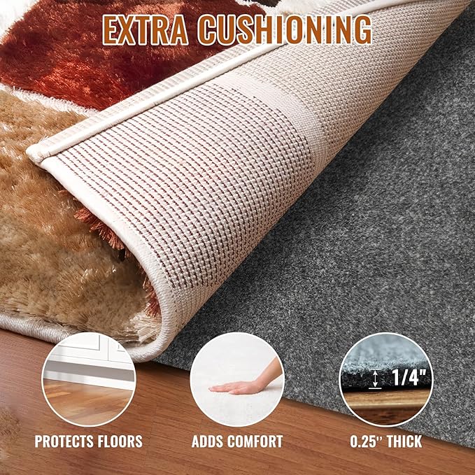 Comfypad - Felt Rug Pad, 5 x 8 Ft Rubber Non-Slip Rug Pad Gripper, Keep Rugs Secure and in Place, Extra Strong Under Carpet Mat Cushion - for All Floors