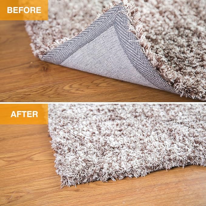 Home Techpro Rug Pads Grippers, 12 PCS Non Slip Washable Grippers for Rug, “Vacuum TECH” - New Materials to Anti Curling Rug Pad : Keep Your Rug in Place & Make Corner Flat and Easily Peel Off