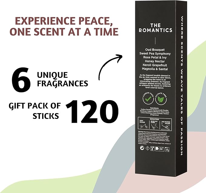 Folkulture Incense Sticks for Home | Set of 6 (120 Non Toxic Sticks) with 45 Mins Burn Time | Honey Nectar, Sweet Pea, Mangolia, Rose Incenses, Oud Inscents | Organic Incents for Relaxation