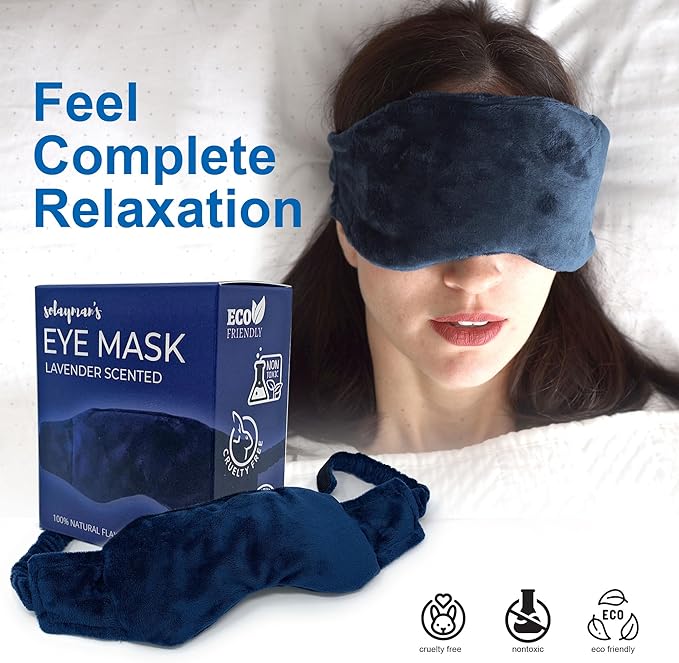 Weighted Lavender Eye Mask for Sleeping, Yoga, Dry Eyes - Great Relaxation Gifts for Mom, Dad, Women, Men - Aromatherapy Lavender Eye Pillow Gift (Navy Blue)
