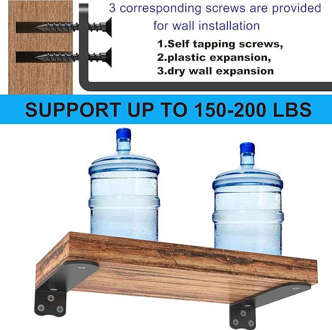 Floating Shelf Bracket, 10 Inch 8PACK Black Heavy Duty Shelf Bracket,Hidden Shelf Brackets 1/5 in Thick,L Brackets Support for Shelves,Suitable for Kitchen, Study Or DIY,Holds Over 160lb+