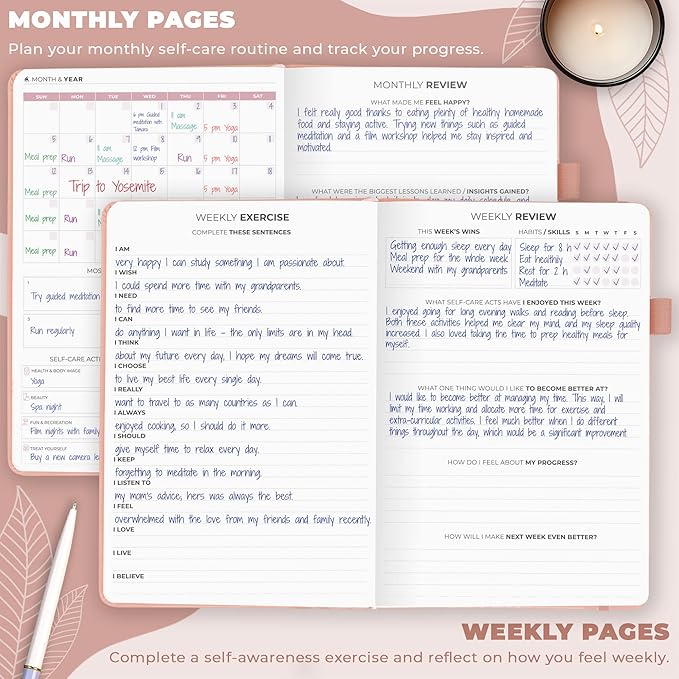 Clever Fox Self-Care Journal – Daily Reflection Notebook – Mental Health & Personal Development Planner, Meditation & Mood Log, A5 (Light Pink)