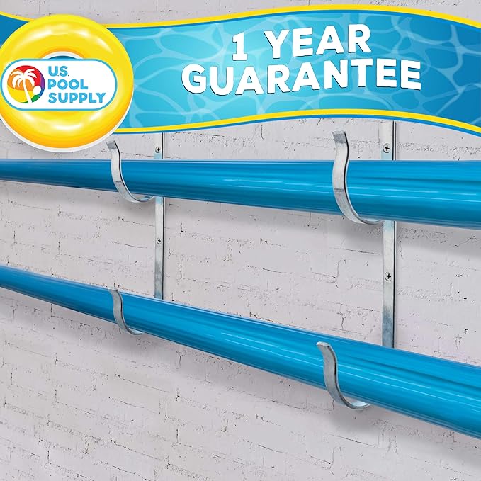 U.S. Pool Supply Pool Pole Hanger - 2 Aluminum Pool Hooks for Poles - Equipment Fence Hook for Nets, Skimmers, Leaf Rakes, Vacuums, Vacuum Hoses, Telescopic - Attach Accessories, Holder Organizer