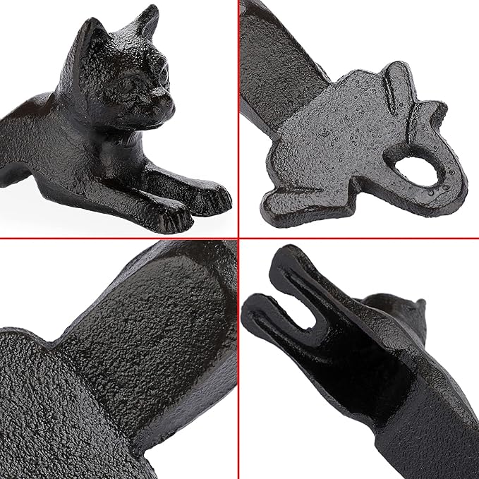 Sumnacon 2 Pcs Cast Iron Cute Cat Door Stops - Heavy Duty Rustic Door Stoppers Avoid Drilling Hole, Vintage Iron Doorstop Wedges on Floor Surface for Home Office Commercial Industrial