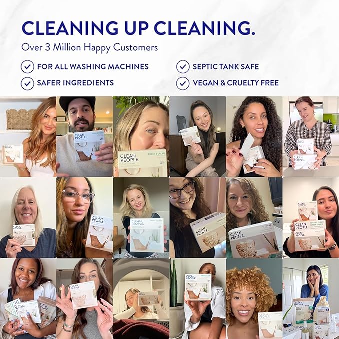 The Clean People Laundry Detergent Sheets - Laundry Soap - Ultra Concentrated, Recyclable Packaging, Stain Fighting - Sweet Petals & Vanilla, 32 Pack