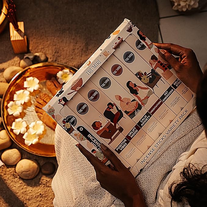 Aromatherapy Incense Sticks - Total 120 Insence-Sticks (20 Insense x 6 Inscents) - Inciensos Aromaticos para La Casa Aroma Incents for Positive Vibes Meditation Stress Relief + Incense Holder