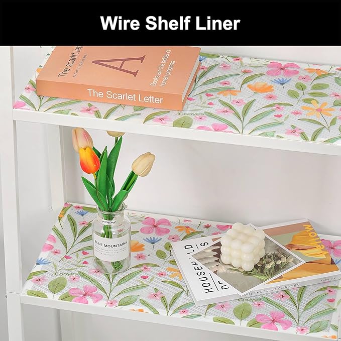 Cooyes Shelf Liner – Premium Non-Adhesive Cabinet & Drawer Liner for Kitchen – Waterproof Shelf Paper with Modern Pattern – Durable EVA Cabinet Mat – Easy to Cut （23.6" W x 236" L）