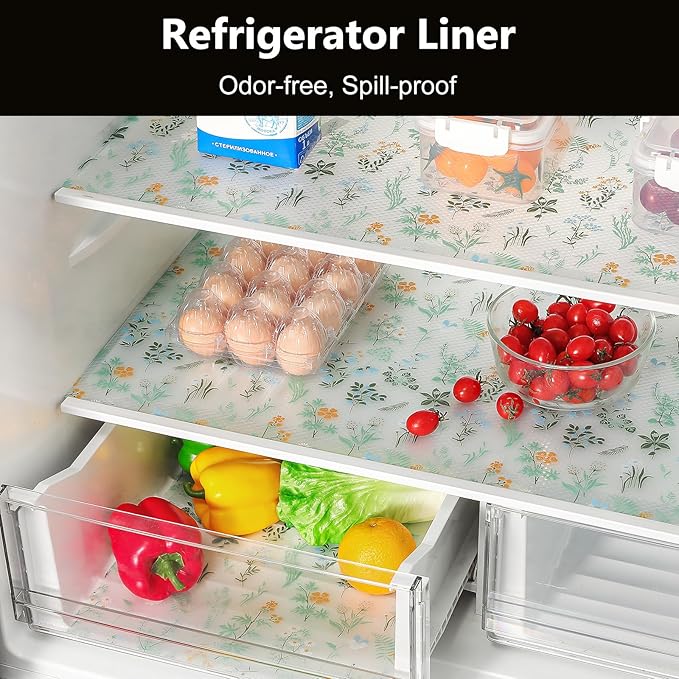 INNOLITES Shelf Liners for Kitchen Cabinets – Drawer Liner Waterproof & Oil-Proof, Non-Adhesive EVA with Floral Pattern – Durable Washable, Easy to Cut (Sage Green, 23.6" x 240")