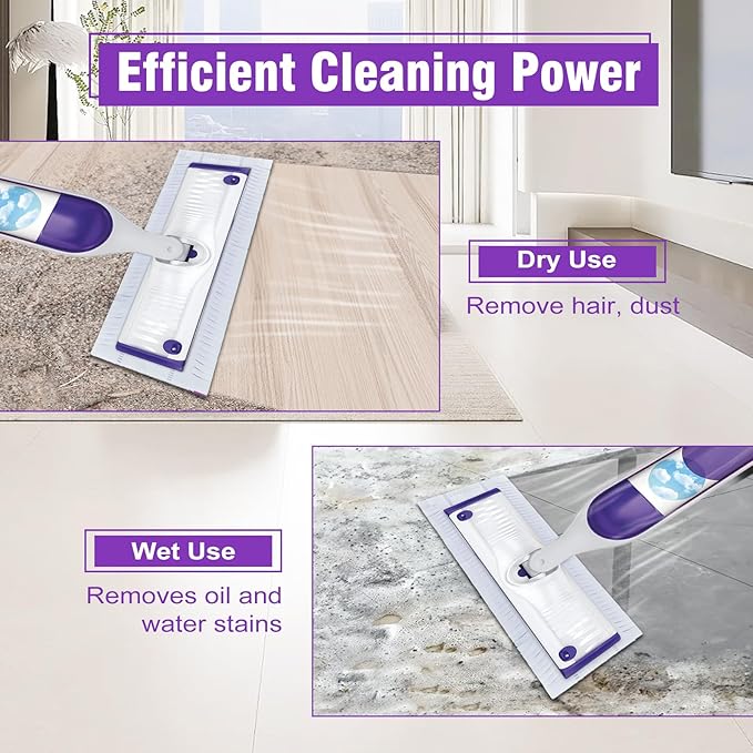 40 Pack Power Mop Refills for Swiffer Power Mop，Unscented&Thickened Multi-Surface and Wood Spray Mops for Floor Cleaning