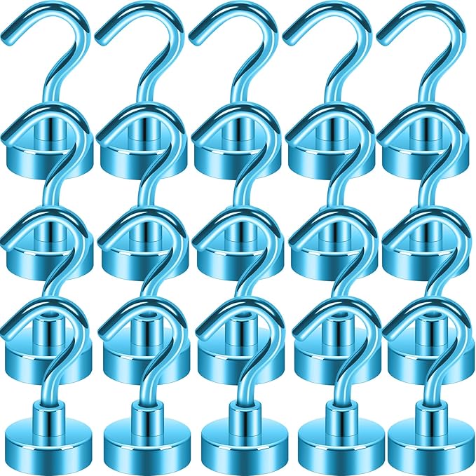 Neosmuk Magnetic Hooks, Cruise Ship Essentials, 32lb+ Heavy Duty Magnetic Hooks for Cruise Cabins, Refrigerator, Grill, Hanging, and Travel | Extra Strong Must-Haves Magnet Hook,RoyalBlue