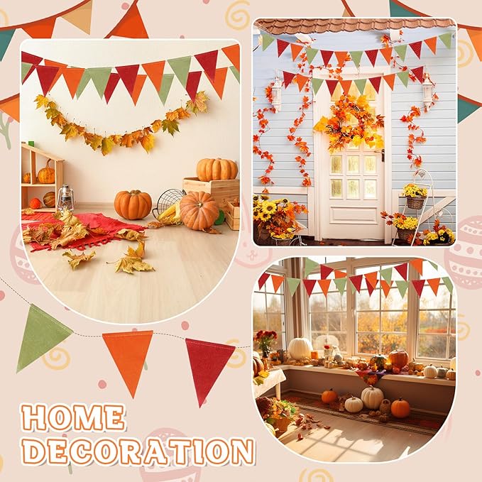 HESTYA 42 Pieces Colorful Pennant Banner Flag Orange Red Green Bunting Triangle Banner for Classroom School Carnival Birthdays Garland Outdoor Events Party Hanging Decorations