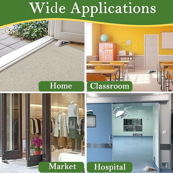 Fursafe&Q Rubber Door Stoppers for Bottom of Door, Door Stop Wedge with Holder, Heavy Duty Doorstops 2 Pack, Wall Protector for Home & Office & School & Commercial Doorstop Keep Open Stack Grey