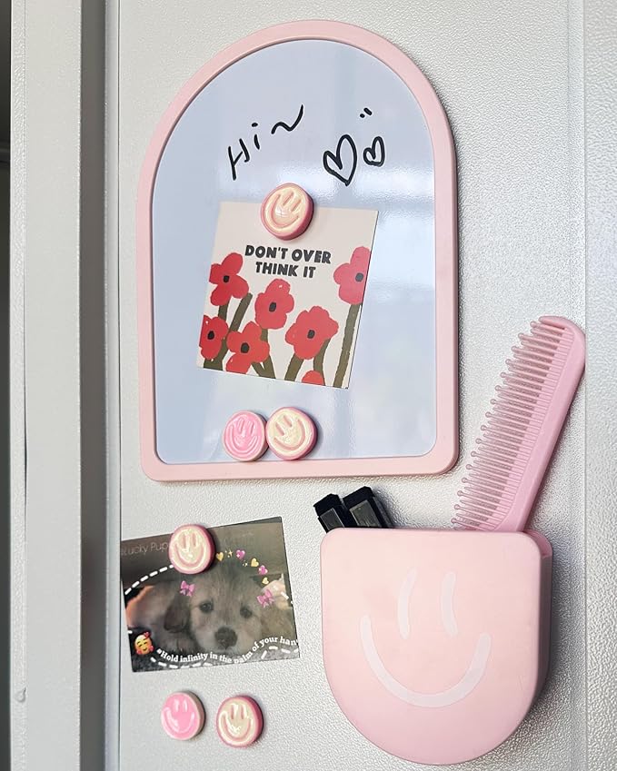 KEYDUACU 12 Pcs Cute Fridge Magnets, Pink Decorative Magnets for Lockers, Office, School and Home (12 Pieces - Pink)