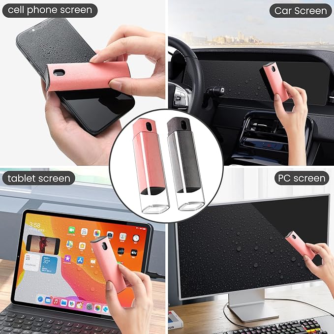 CUIUD Touchscreen Screen Cleaner Kit 2 Pcs, Phone, Tablet and Car Screen Cleaner, Two in One Spray and Microfiber Cloth(2 Pack Grey)
