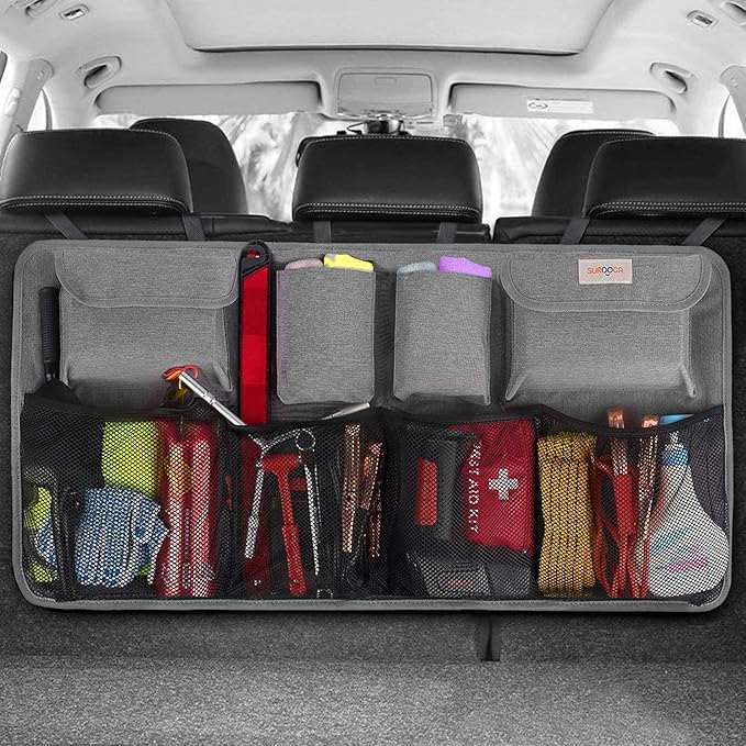 SURDOCA Car Trunk Organizer, LARGE CAPACITY(43 x 19 in) Car Storage Bag with 8 Pockets, 7X Upgraded Trunk Storage Organizer for Car, SUV, Truck, MPV
