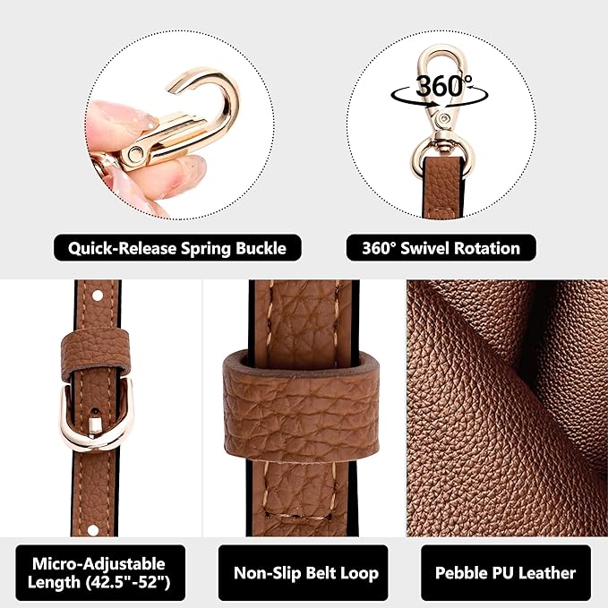 SEAVILIA PU Leather Purse Strap Replacement Crossbody Adjustable Long Thin Handmade Shoulder Handbags Strap