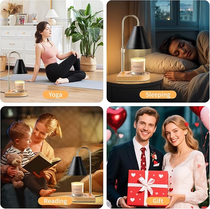 Candle Warmer Lamp with Timer Dimmer, Electric Candle Warmer for Jar Candles, Bedroom Home Decor, Gifts for Mom, House Warming Gifts Home Bedroom Decor Adjustable Height with 2 Bulbs