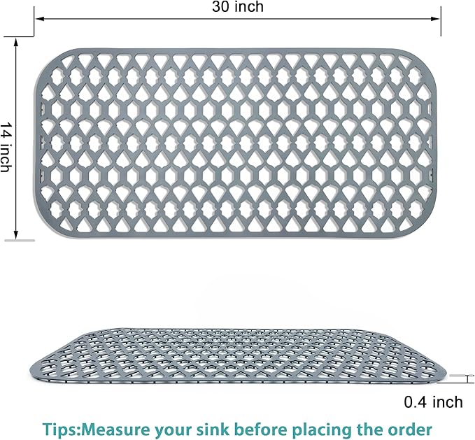 Sink Protectors for Kitchen Sink, Kitchen Sink Accessory - Silicone Mats Grid for Stainless Steel Strainer Bottom of Farmhouse Porcelain sinks (30”x14”)