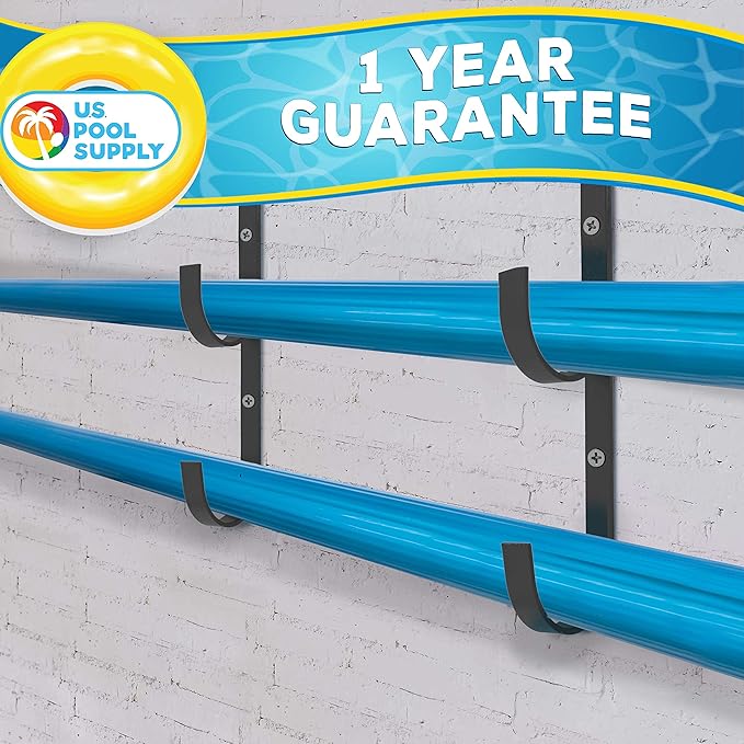 U.S. Pool Supply Pool Pole Hanger - 2 Black Aluminum Pool Hooks for Poles - Equipment Fence Hook for Nets, Skimmers, Leaf Rakes, Vacuums, Vacuum Hoses, Telescopic, Attach Accessories, Holder Organizer