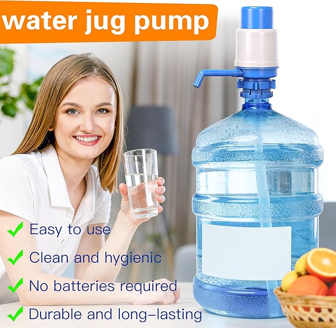 Gofriipai Water Pump for 5 Gallon jug,Universal 5 Gallon Water Dispenser,Manual Water jug Pump Fits 2-5-Gallon Jugs for Crown Top and Screw Top Jugs