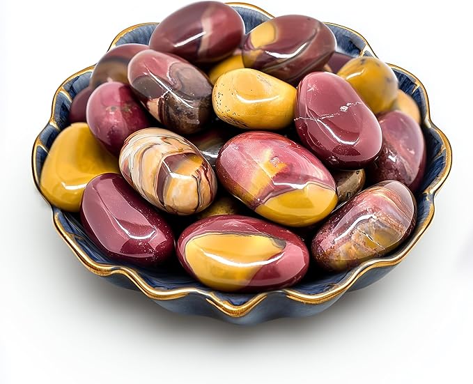 Polished Stone Set Mookaite Jasper Crystals, 0.8" Handpicked Tumbled Gemstones Rocks, Pebbles for Reiki, Chakra, Healing, Home Decor