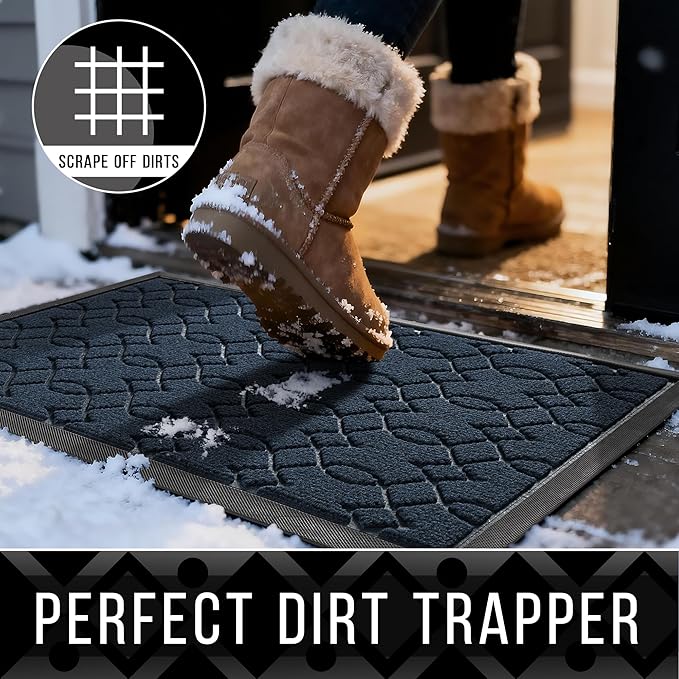 Yimobra Large Door Mat 36x24, All-Season Waterproof Doormat Outdoor Entrance, Heavy Duty Non-Slip Outside Door Mat for Garage Patio Porch Entryway Indoor, Easy Clean, Blue